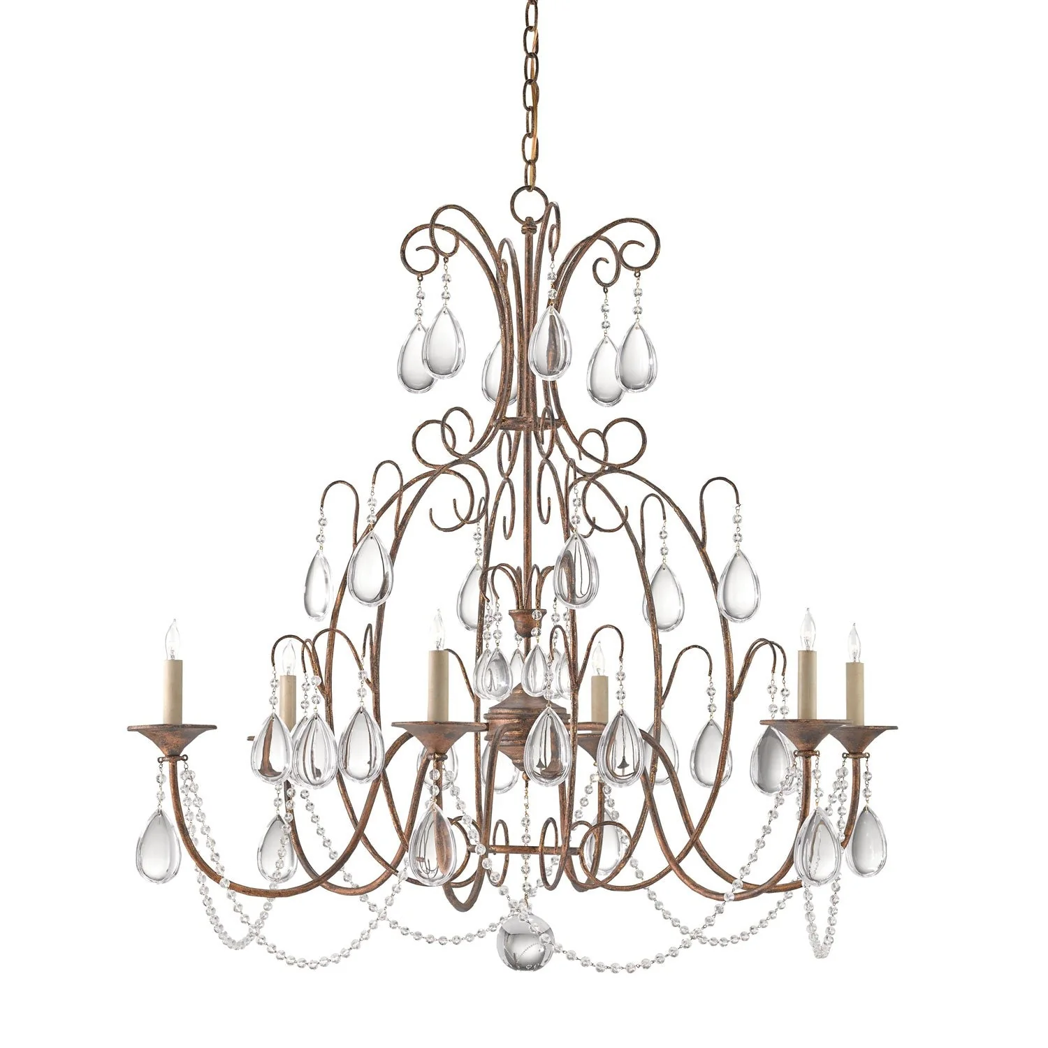 Cinderella Nero Oro Antico Six-Light Chandelier - Image 1