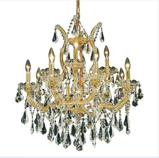 Gold Thirteen-Light 27-Inch Chandelier with Royal Cut Clear Crystal - Image 1