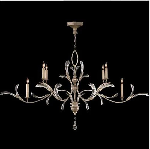 Six-Light Chandelier in A Warm Muted Silver Leaf Finish Featuring Beveled Crystal Accents - Image 1