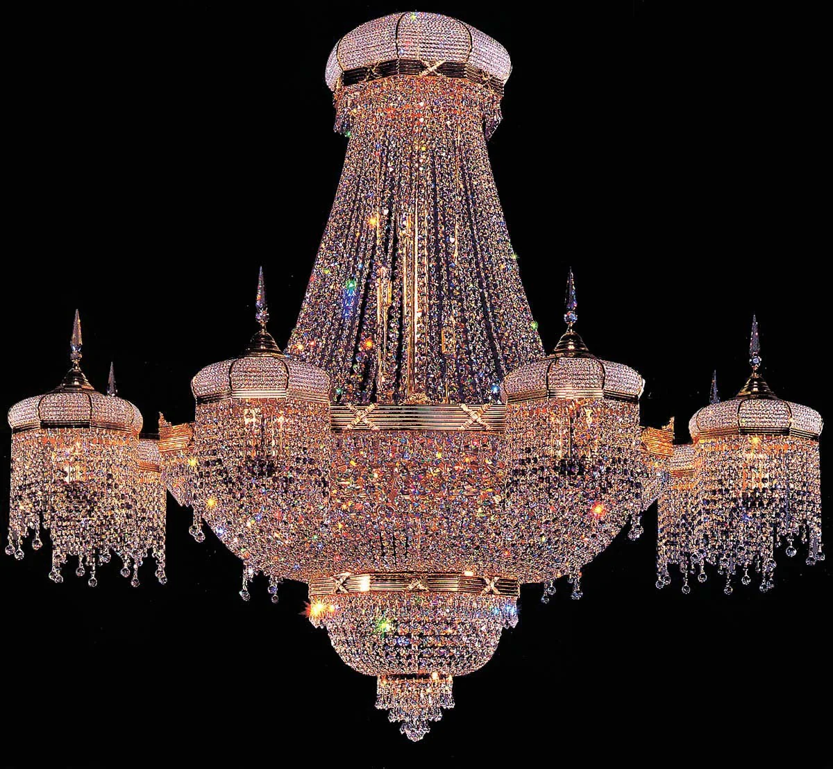 Entryway/ foyer big crystal chandelier in gold plated finish - Image 1
