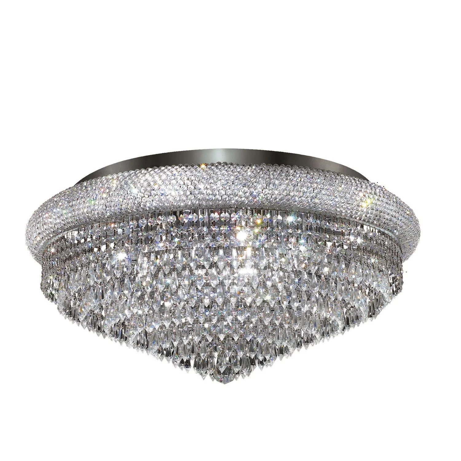 Primo Prism Chrome Fifteen-Light 28-Inch Flush Mount with Royal Cut Clear Crystal - Image 1