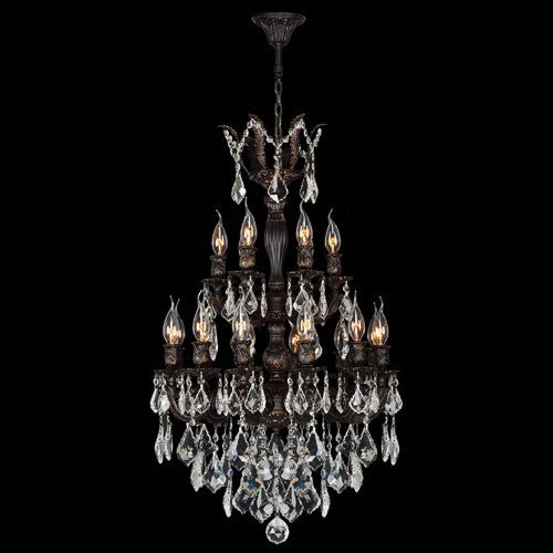 18-Light Flemish Brass Finish with Clear-Crystals Chandelier - Image 1
