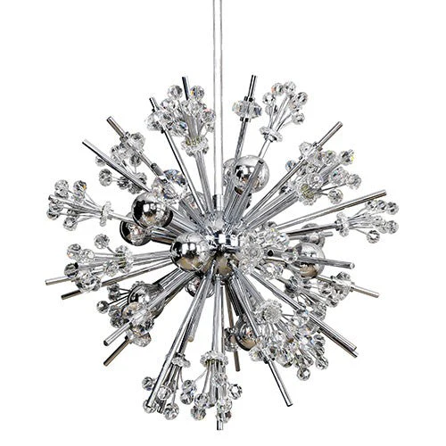 Chrome 10-Light 19-Inch Wide Pendant with Firenze Clear Crystal - Image 1