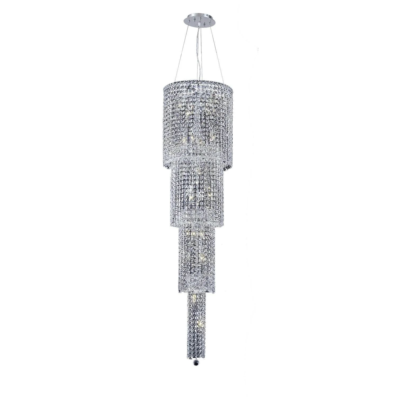 Maxim Chrome Eighteen-Light 18-Inch Four-Tier Pendant with Royal Cut Clear Crystal - Image 1