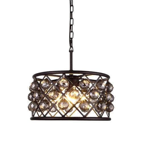 Madison Mocha Brown Four-Light Pendant with Faceted Silver Crystals - Image 1
