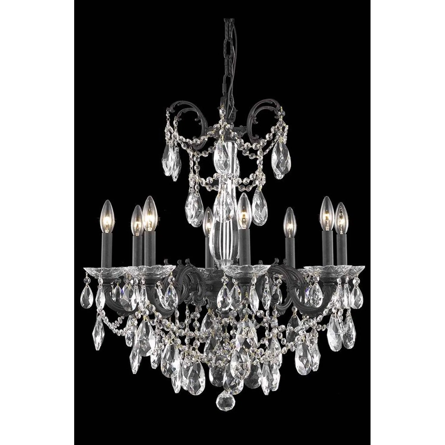 Athena Dark Bronze Eight-Light Chandelier with Clear Royal Cut Crystal - Image 1