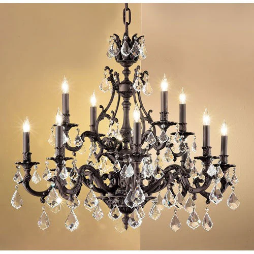 Majestic Aged Bronze Twelve-Light Chandelier - Image 1