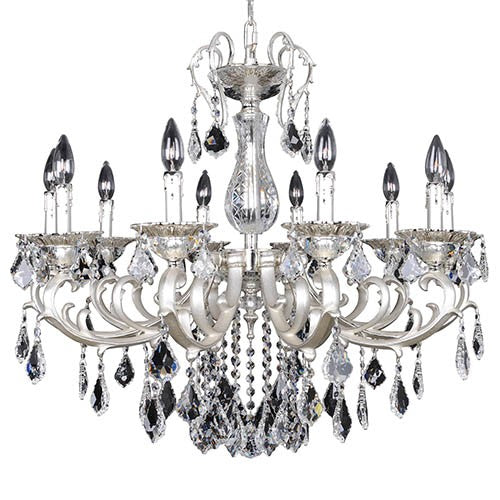 Rafael Two-Tone Silver 10-Light Chandelier with Firenze Clear Crystal - Image 1