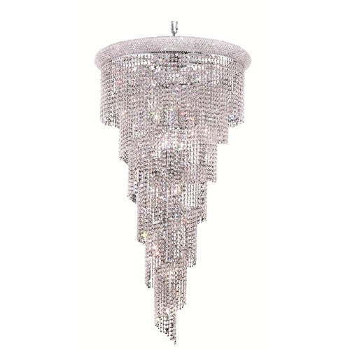 Spiral Chrome Twenty-Two Light 30-Inch Chandelier with Royal Cut Clear Crystal - Image 1
