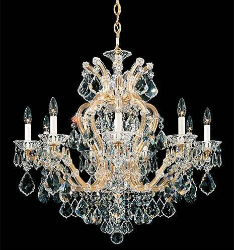 Gold 10-Light Chandelier with Clear Hand Cut Crystal - Image 1