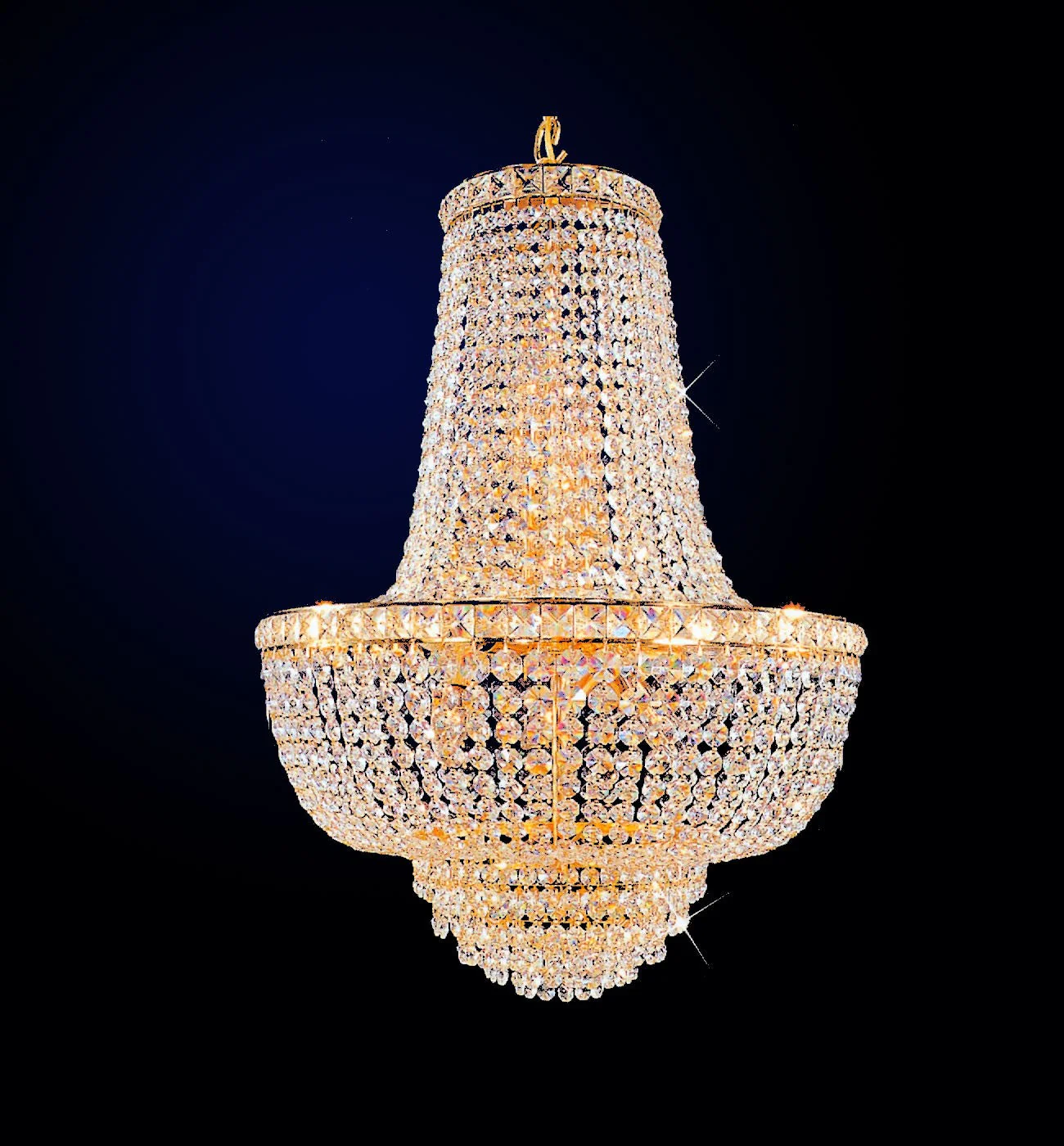 9 Lights gold finish empire basket chandelier - Image 1