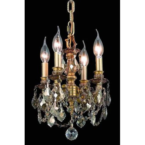 Gold Four-Light 10-Inch Mini Chandelier with Royal Cut Golden Teak Smoky Crystal - Image 1