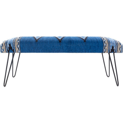 Surya Miriam Rustic Modern Hand Woven Fabric Bench With Black Metal Base MAM-001 - Image 3
