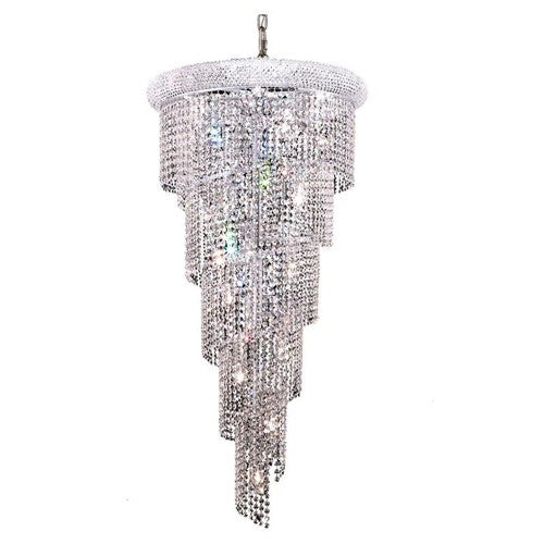 Spiral Chrome Eighteen-Light 22-Inch Chandelier with Royal Cut Clear Crystal - Image 1