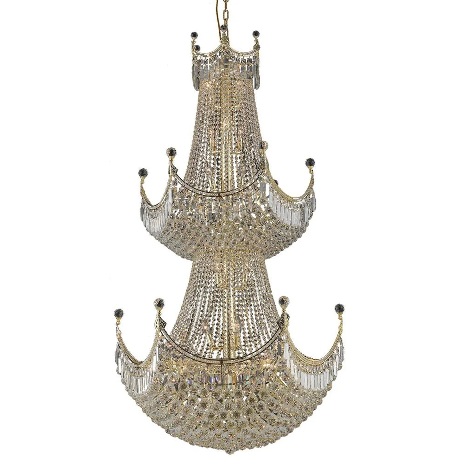 Corona Gold Thirty-Six Light 36-Inch Two-Tier Chandelier with Royal Cut Clear Crystal - Image 1