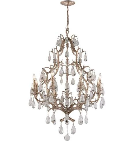 Bronze Eight-Light Chandelier with Italian Drops - Image 1