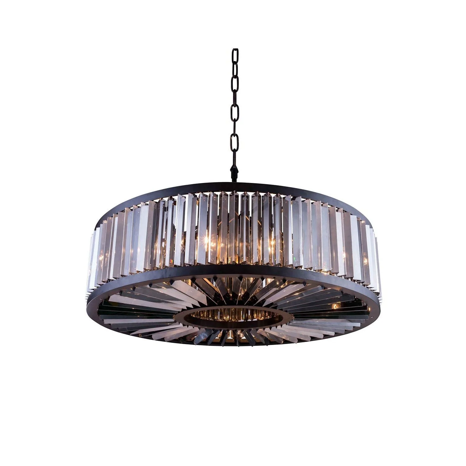 Chelsea Mocha Brown Forty-Three-Inch Pendant with Silver Shade Crystals - Image 1
