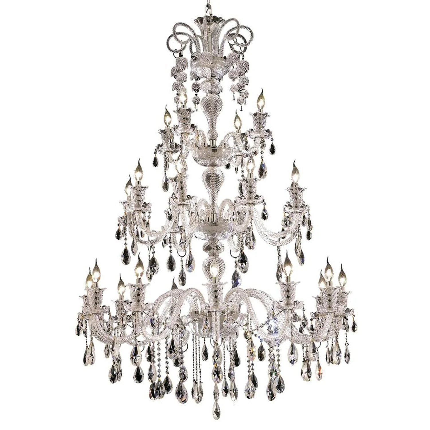 Chrome Twenty-Four Light 44-Inch Chandelier with Royal Cut Clear Crystal - Image 1