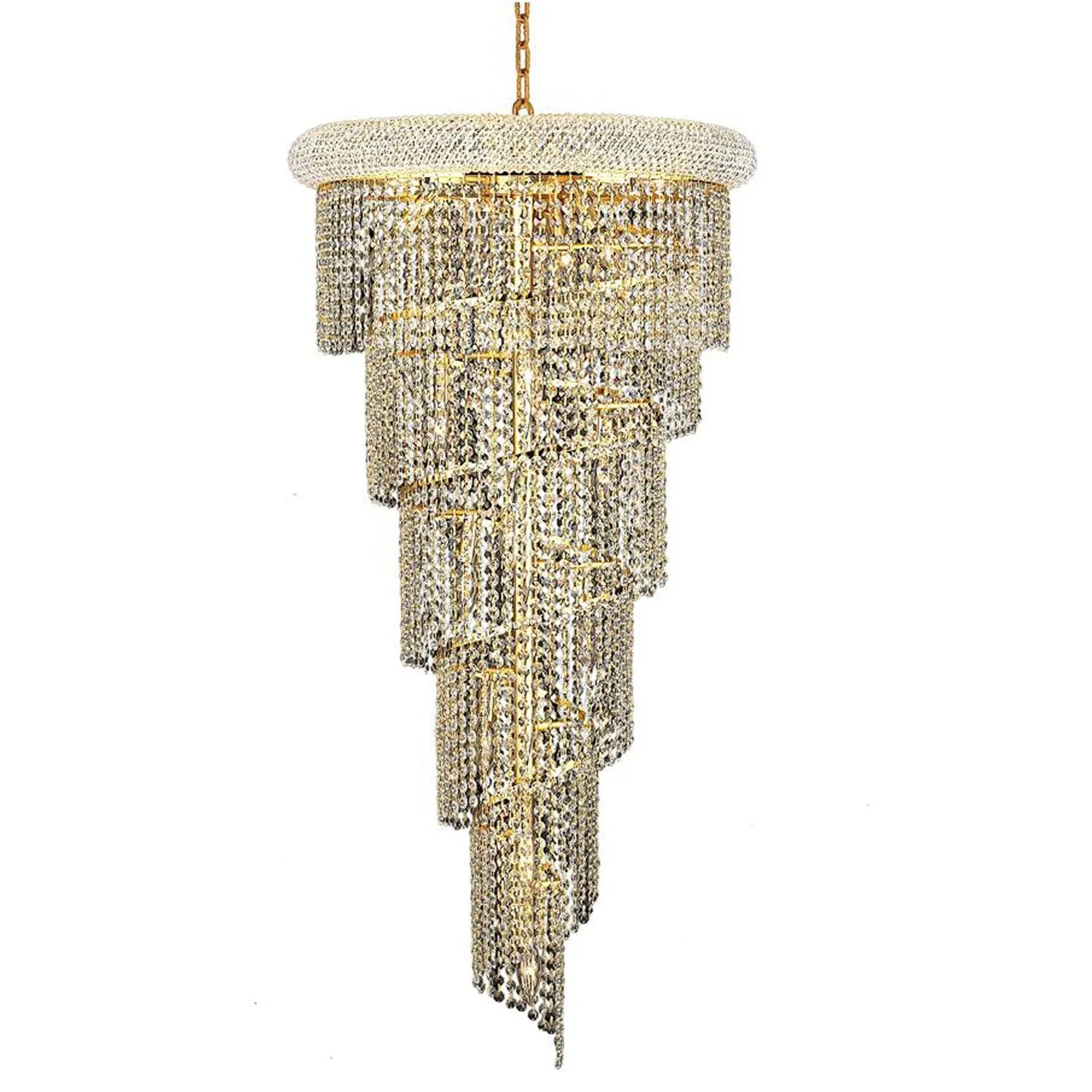 Gold Eighteen-Light 22-Inch Chandelier with Royal Cut Clear Crystal - Image 1