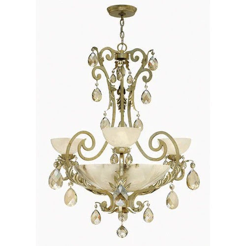 Barcelona Silver Leaf Three Light Chandelier with Natural Alabaster - Image 1