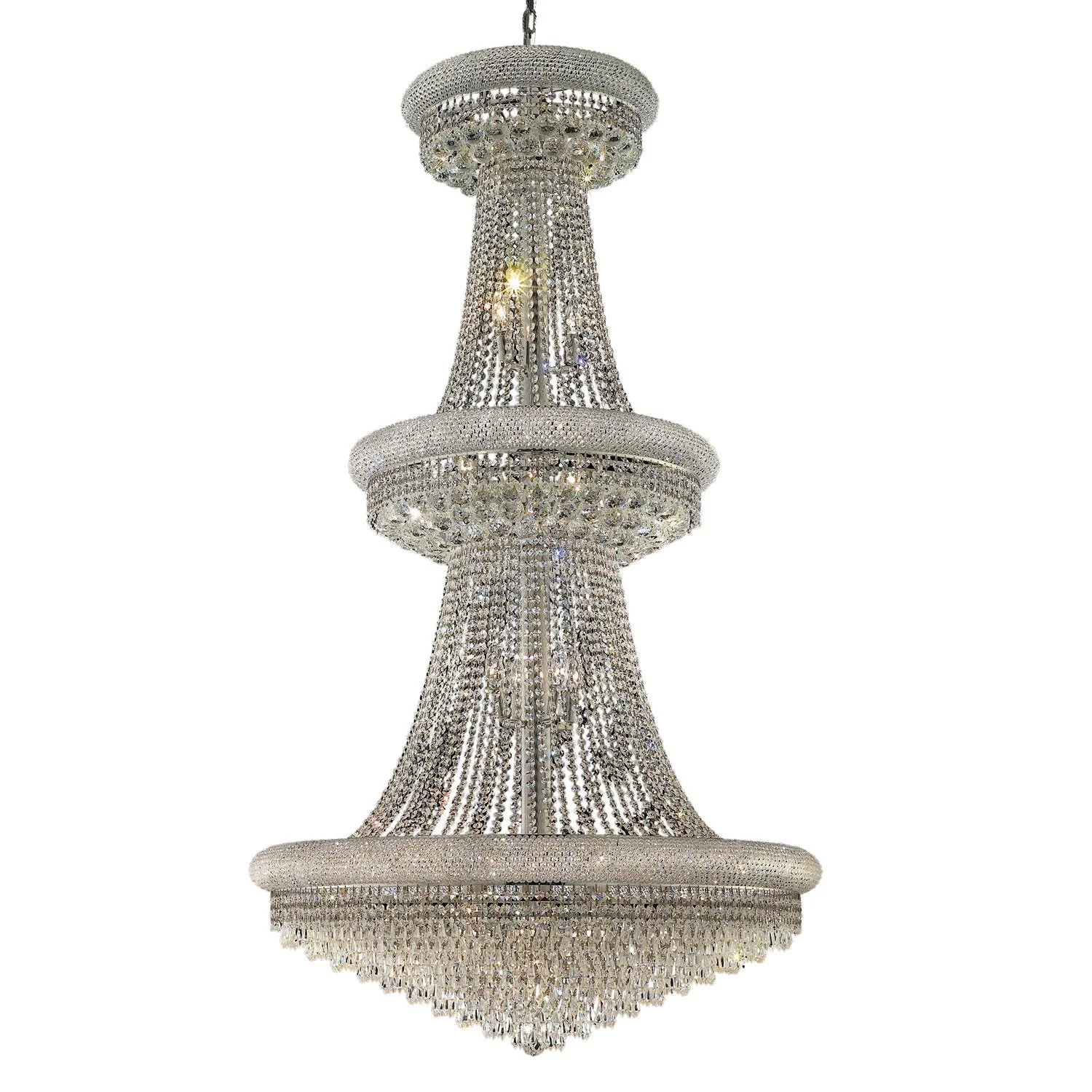 Primo Prism Chrome Thirty-Two Light 36-Inch Chandelier with Royal Cut Clear Crystal - Image 1