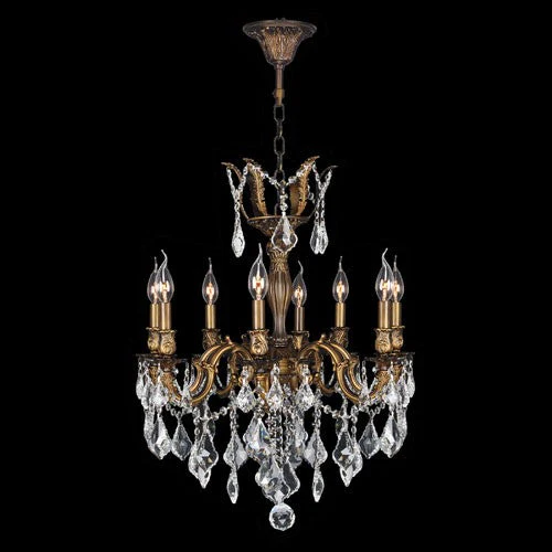 Eight-Light Antique Bronze Finish with Clear-Crystals Chandelier - Image 1