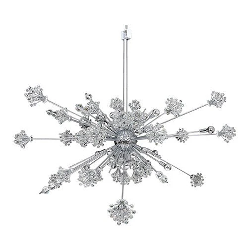 Chrome 46-Light 60-Inch Wide Pendant with Firenze Clear Crystal - Image 1