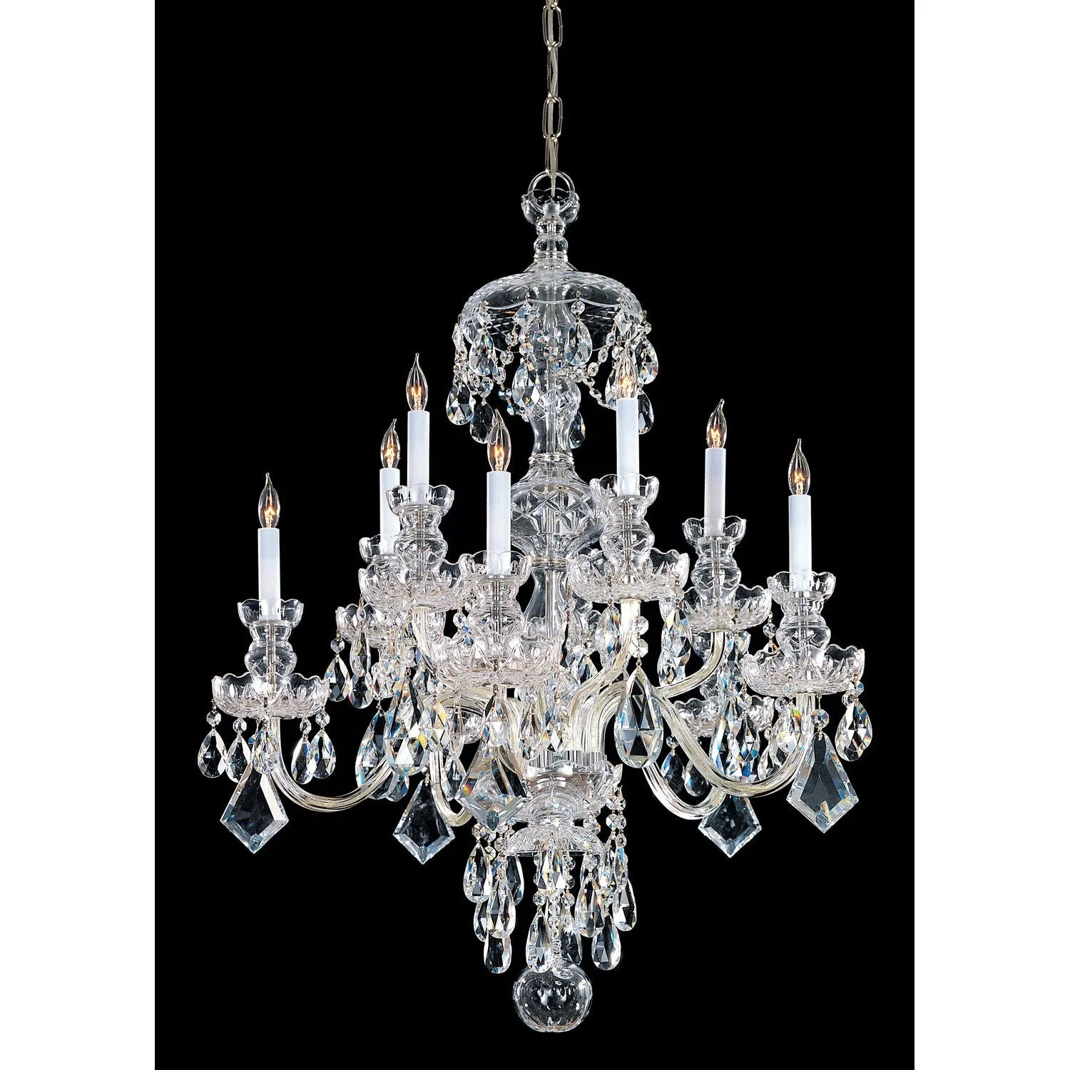 Traditional Crystal Swarovski Strass Crystal Polished Brass Five-Light Chandelier - Image 1