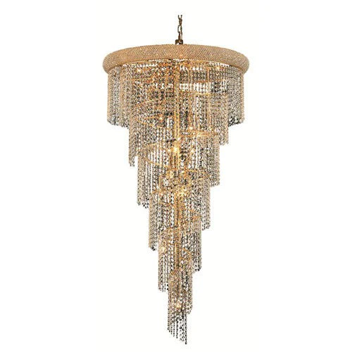 Spiral Gold Twenty-Two Light 30-Inch Chandelier with Royal Cut Clear Crystal - Image 1