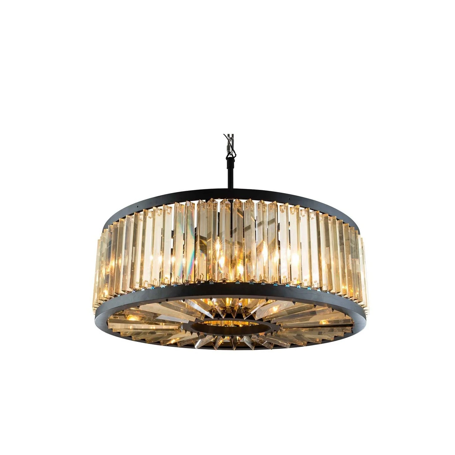 Chelsea Mocha Brown Thirty-Five-Inch Pendant with Golden Teak Crystals - Image 1