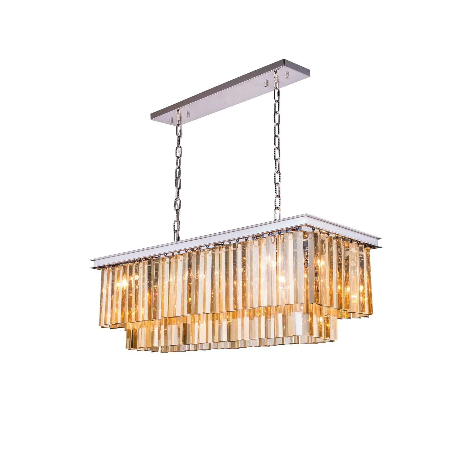 Sydney Polished Nickel Eighteen-Inch Pendant with Royal Cut Golden Teak Crystals - Image 1