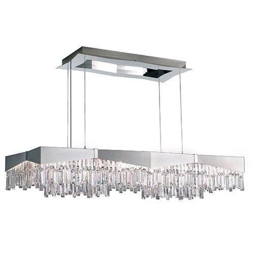 Brushed Stainless Steel 16-Light Large Rectangular Pendant with Clear Spectra Crystal - Image 1