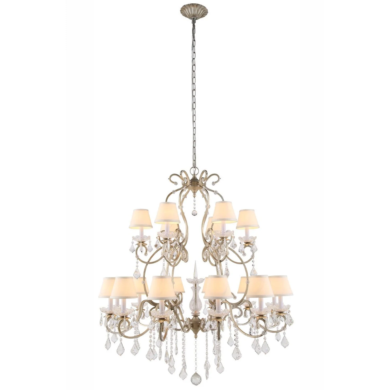 Diana Vintage Silver Leaf 18-Light Chandelier - Image 1