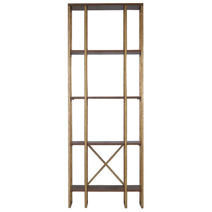 Uttermost Karishma Contemporary Antique Gold Etagere Bookcase - Image 3