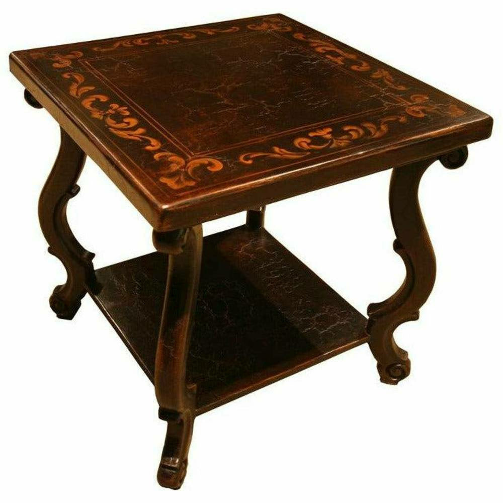 Casa Bonita Peruvian Hand-Painted Carved Wood Marbella Square End Table - Image 1