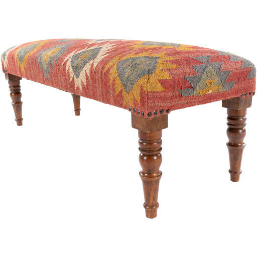 Surya Panja Rustic Modern Hand Woven Fabric Bench With Wood Base  PAJ-002 - Image 3