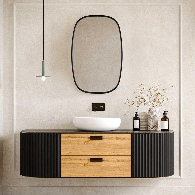 Casa Bella Living Satin Black Radius Corners Mirror - Image 1
