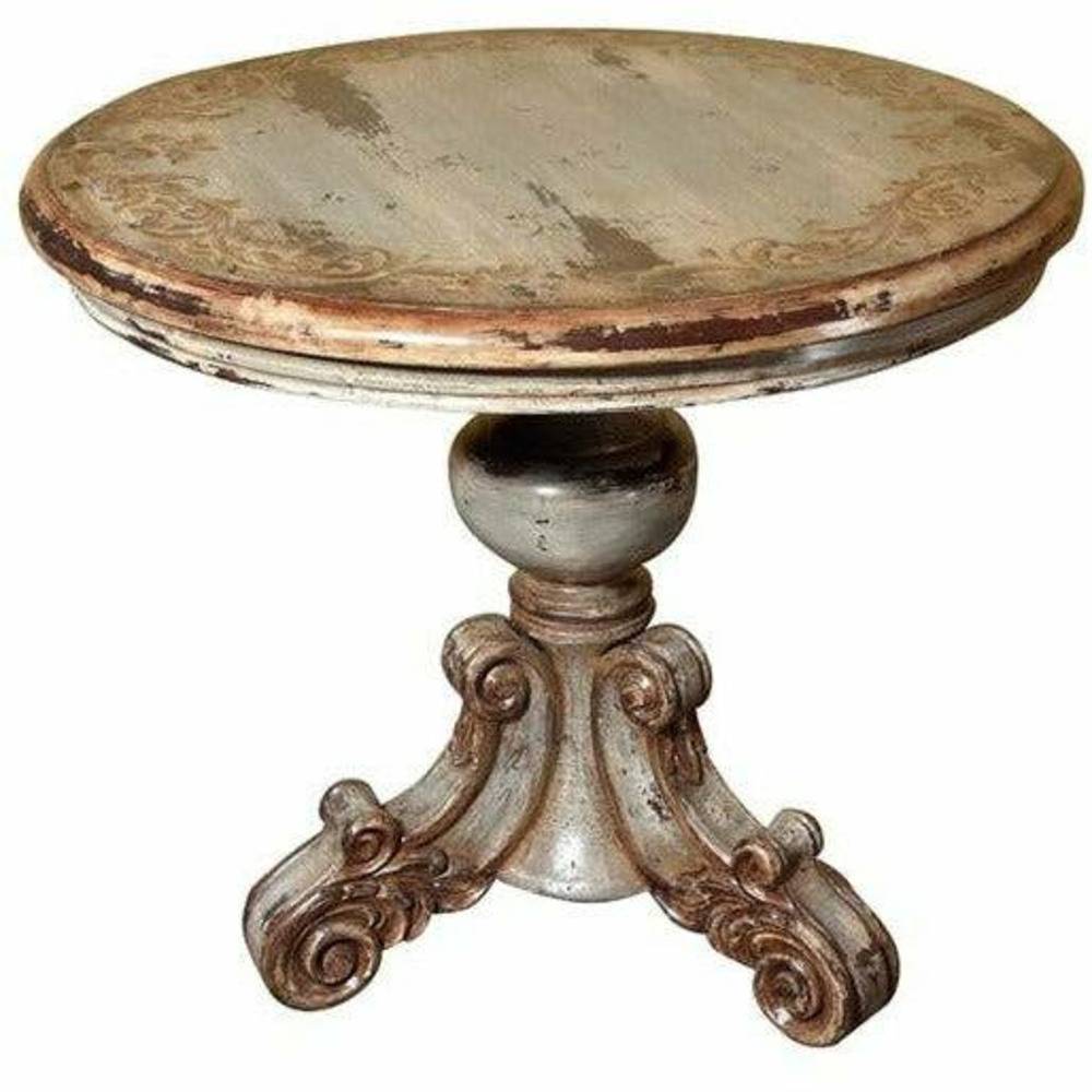 Casa Bonita Peruvian Hand-Painted Carved Wood Cielo Round Entry Table - Image 1