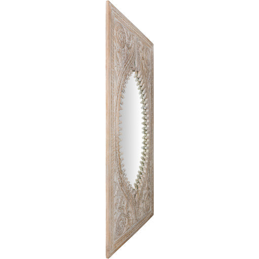 Surya Wall Decor & Mirrors Jodhpur Modern Large Wall Mirror Aged White Carved Wood Finish JOD-001 - Image 3