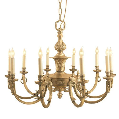 Brass Ten-Light Wall Chandelier - Image 1