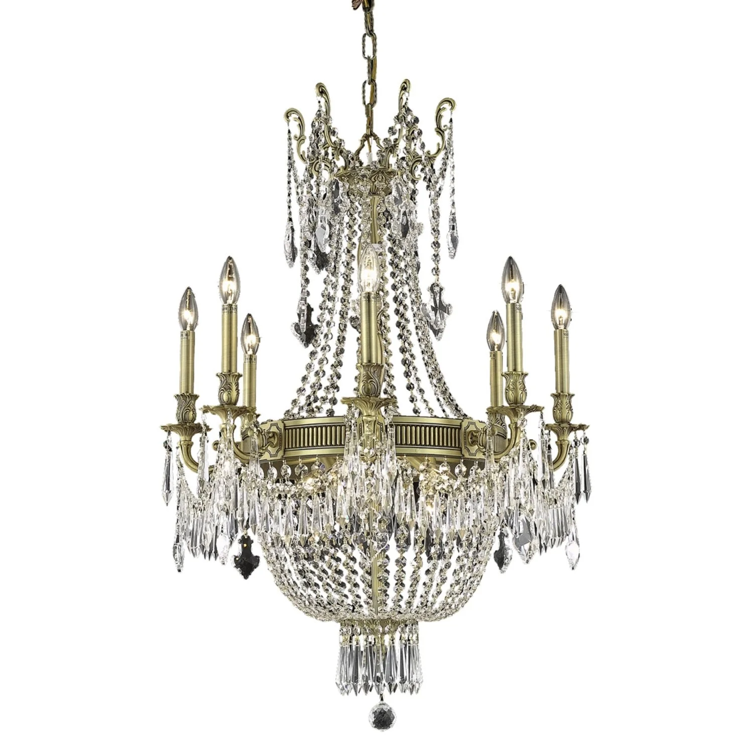 Esperanza French Gold Twelve-Light 26-Inch Chandelier with Royal Cut Clear Crystal - Image 1