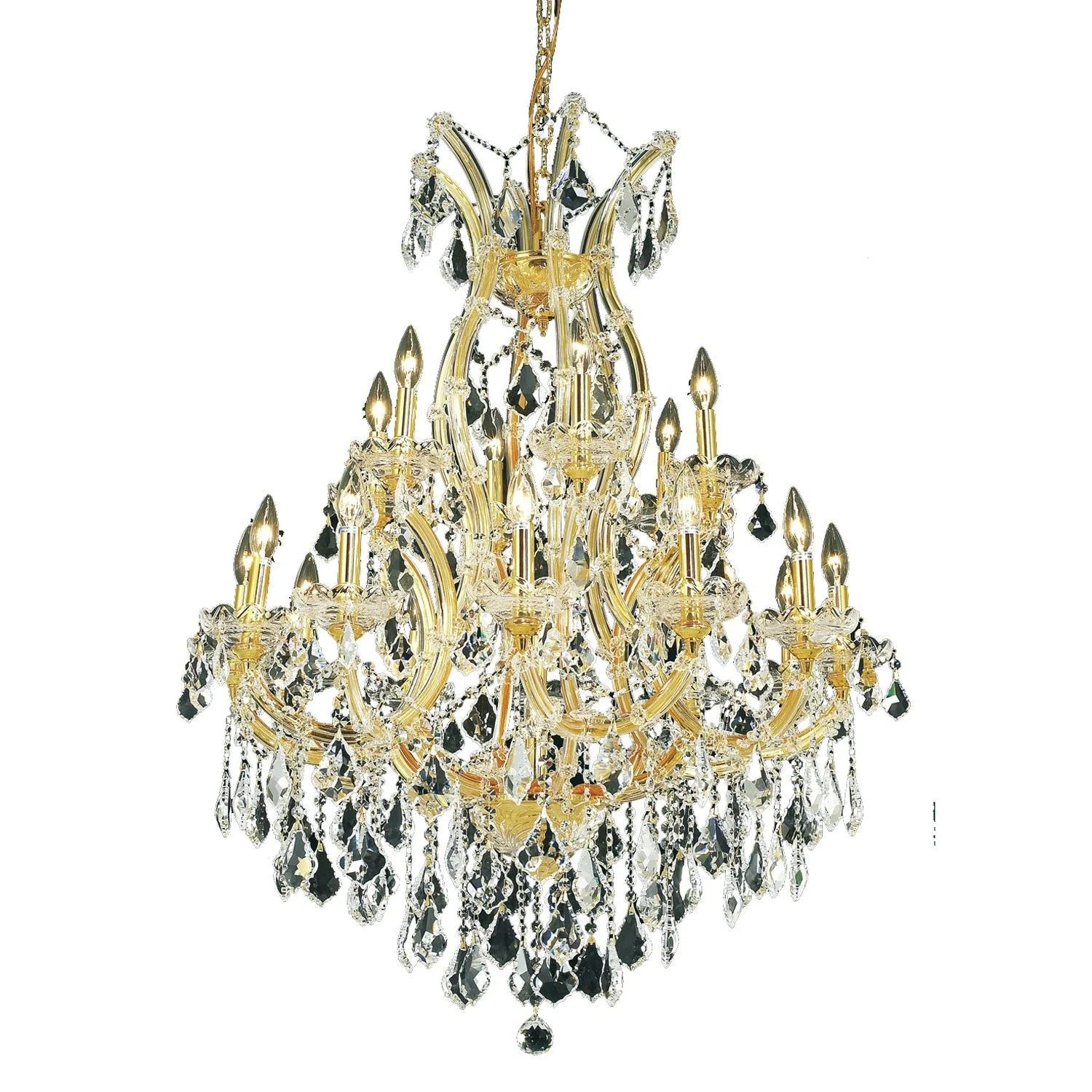 Maria Theresa Gold Nineteen-Light 32-Inch Chandelier with Royal Cut Clear Crystal - Image 1