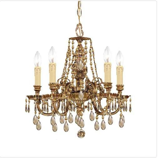 Olde Brass Golden Teak Five-Light Chandelier - Image 1