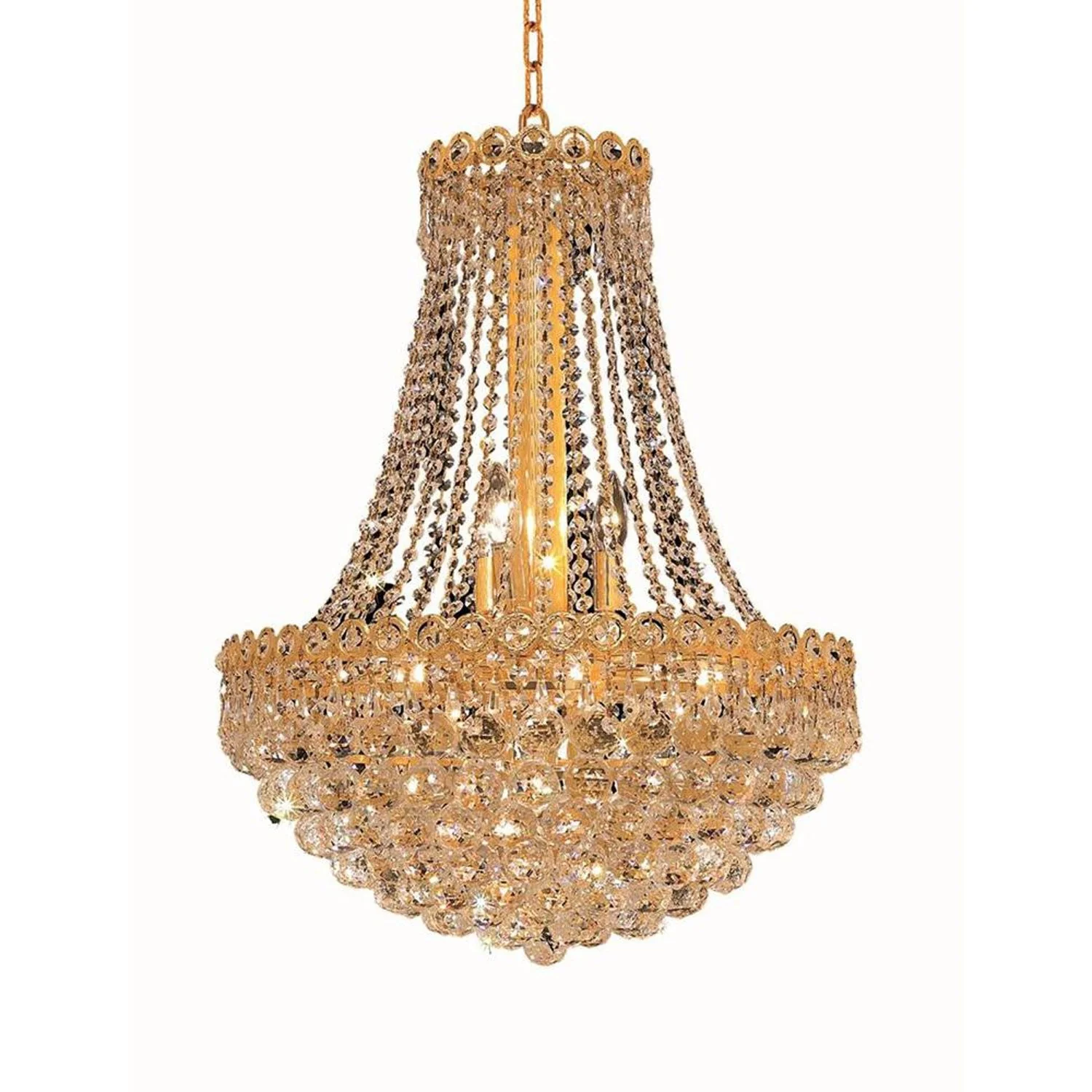 Century Round Gold Twelve-Light 20-Inch Chandelier with Royal Cut Clear Crystal