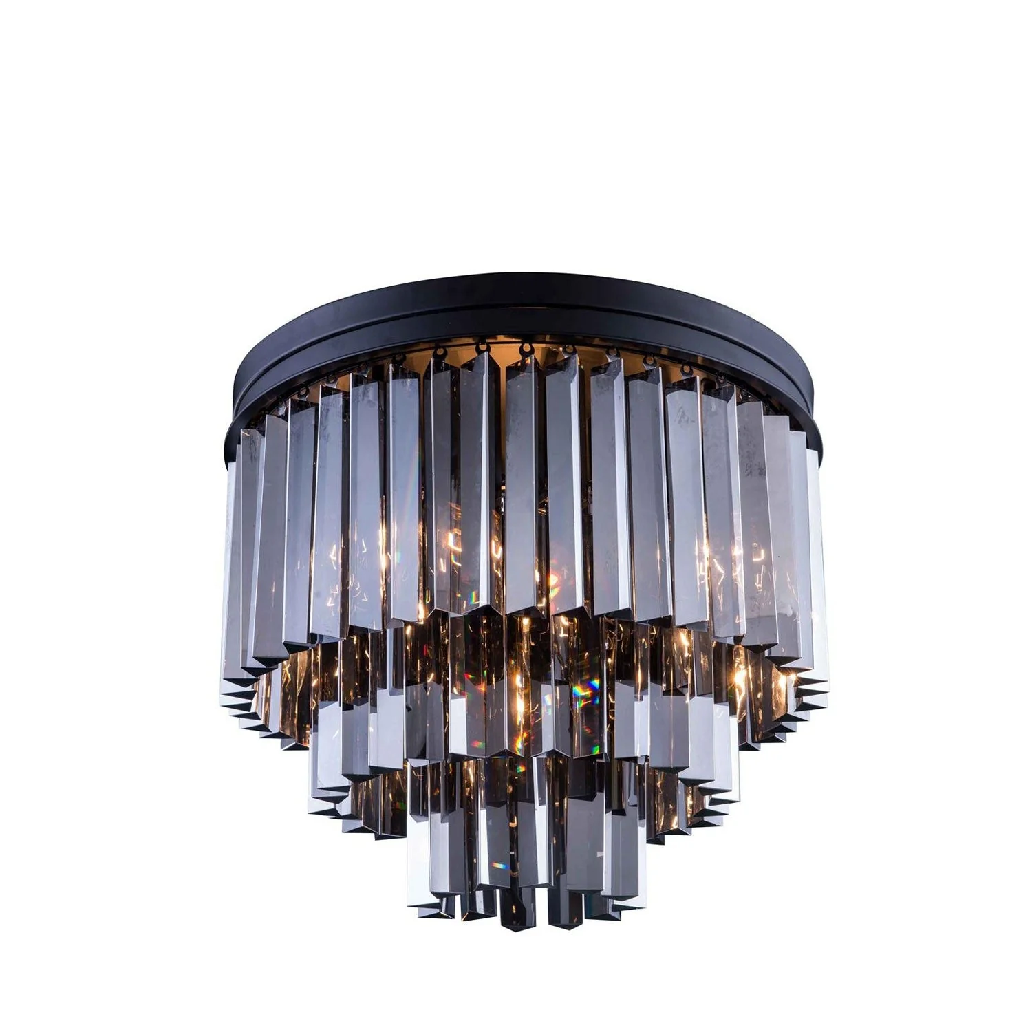 Sydney Mocha Brown Nine-Light Flushmount with Royal Cut Silver Shade Crystals - Image 1