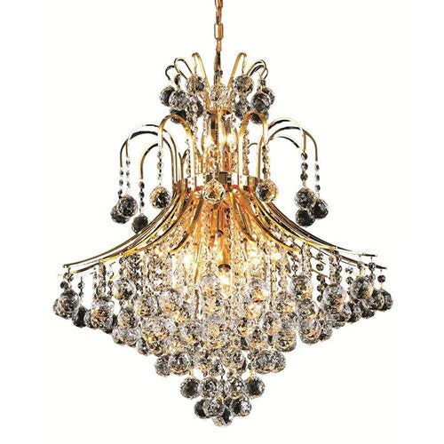 Gold Fifteen-Light 25-Inch Chandelier with Royal Cut Clear Crystal - Image 1