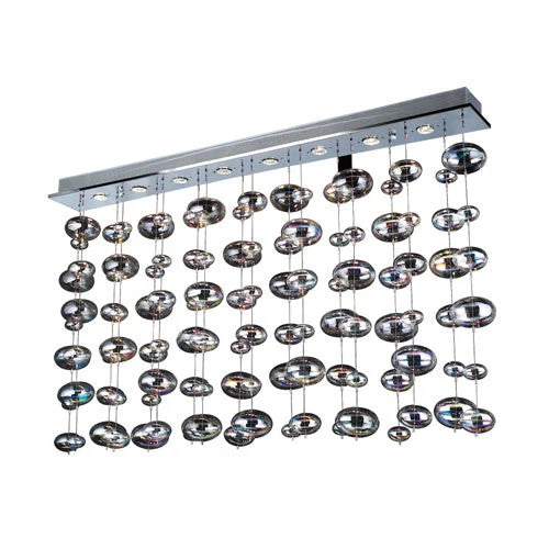 Bubbles Eight-Light Polished Chrome Pendant Light Fixture with Iridescent Glass -Halogen - Image 1