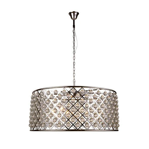 Madison Polished Nickel 10-Light Pendant with Smooth Clear Crystals - Image 1