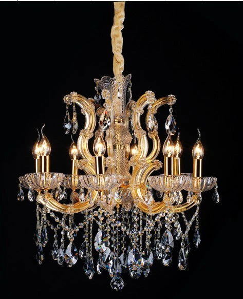 Gold plated 8 Light  Maria Theresa crystal chandelier