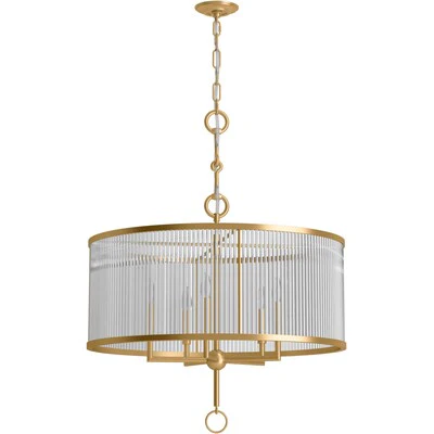 KOHLER Terret 5 -Light Brushed Gold Transitional For Use in Dining Rooms, Foyers, Chandelier - Image 1